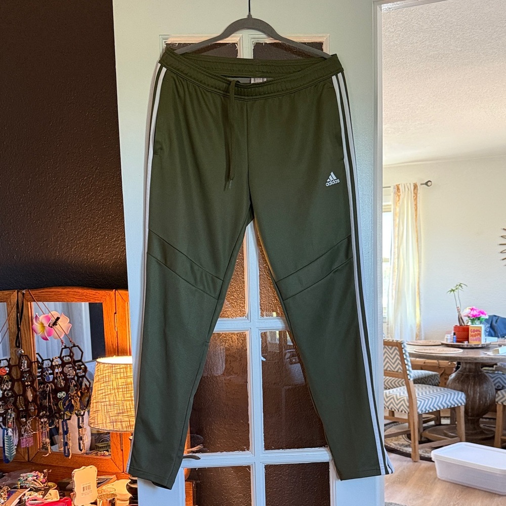 Adidas Dark Green Joggers with White Accents
